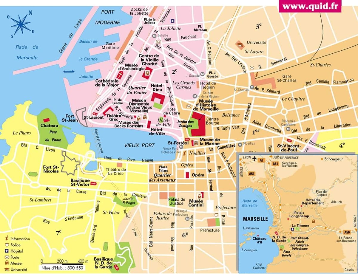 Marseille, பிரான்ஸ் வரைபடம், நகரம்
