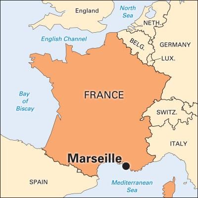 எங்கே Marseille, பிரான்ஸ் வரைபடம்